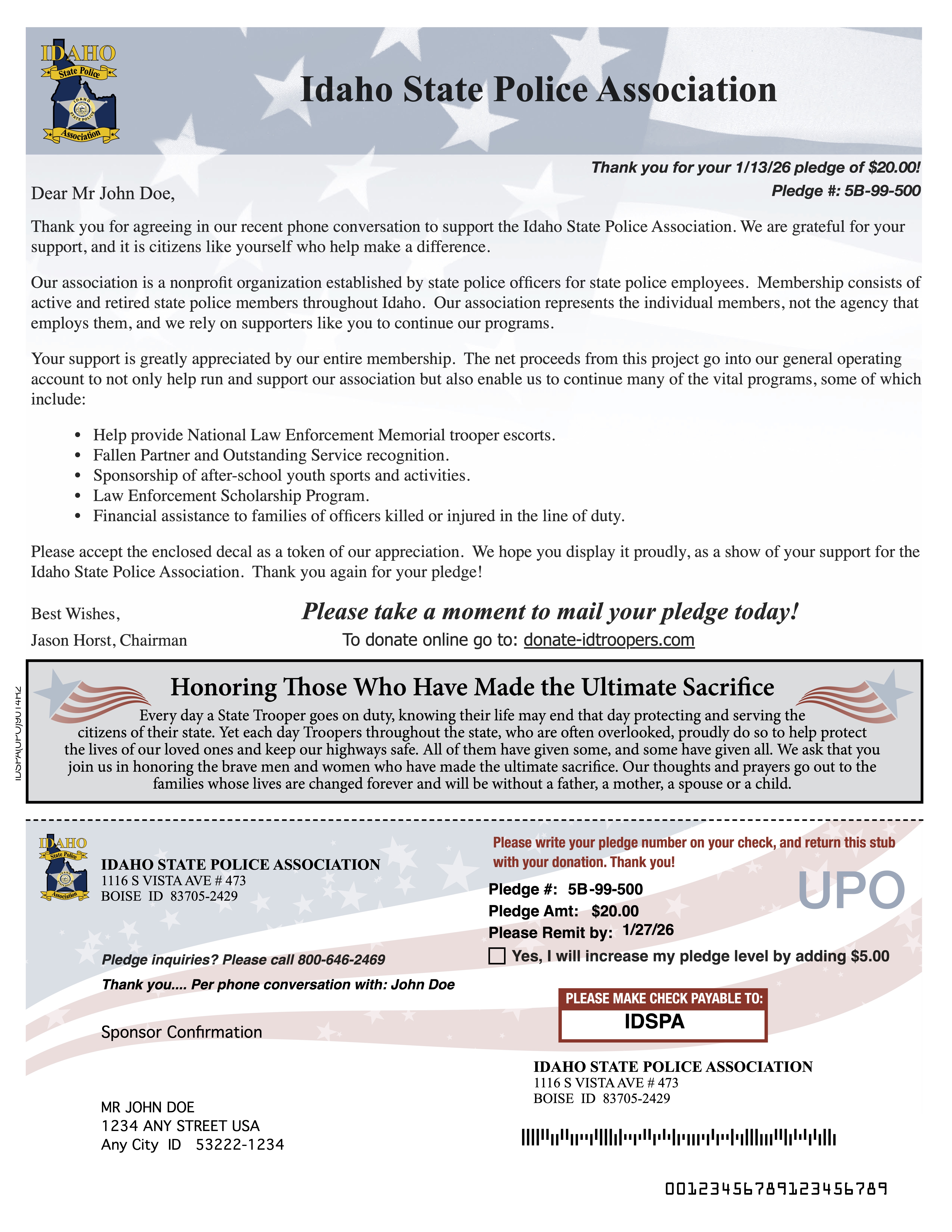 Fundraising Letter Front